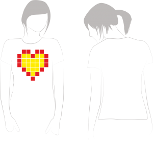 Футболка женская "Two colors pixel heart"